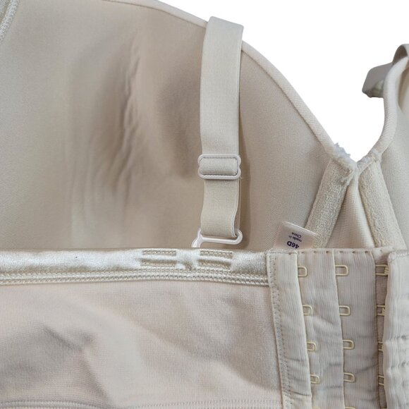 Cacique Plunge T Shirt Bra Tan 46D Seamless Adj Strap Satin Straps Lightly Lined - Picture 4 of 9